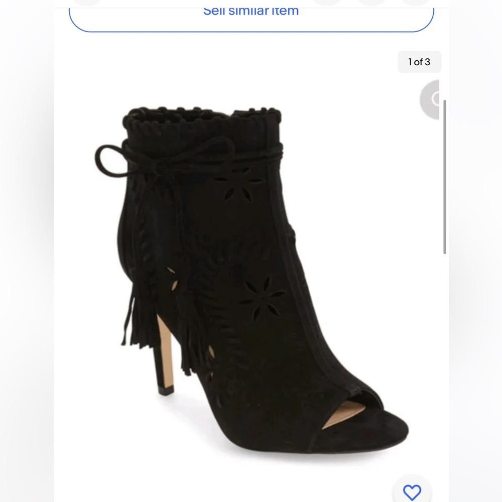 Ivanka trump DANER Open Toe booties Black Suede Women Size 8.5